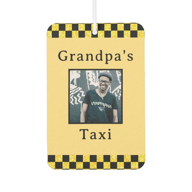 Personalized Grandpa's Taxi Photo Glitter Air Fres Freshener (Front)