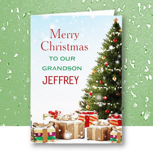 Personalized Grandson Merry Christmas Card