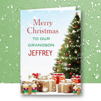 Personalized Grandson Merry Christmas Card