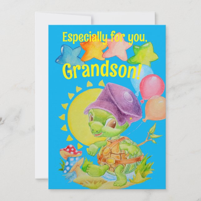 Personalized Grandson's Birthday Greeting Card  (Front)