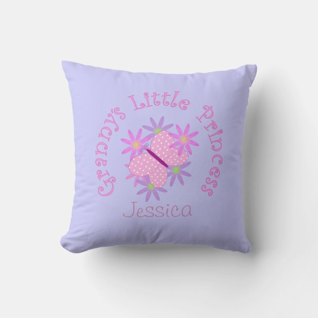 Personalized: Grannys Little Princess Throw Pillow (Front)