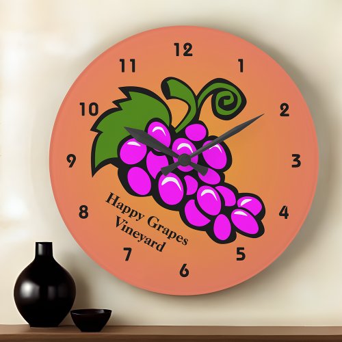 Personalized Grape Cluster Vineyard Large Clock