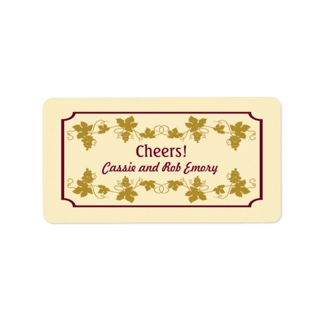 Personalized Grapevine Wine Labels (Front)