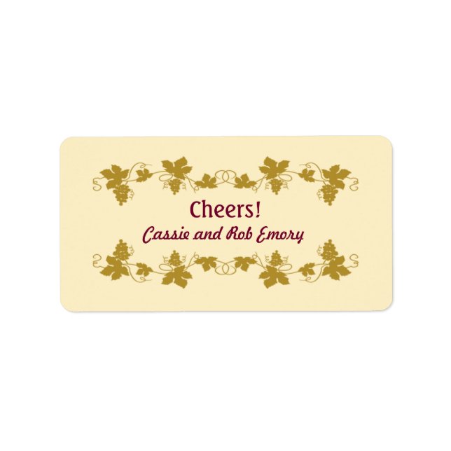 Personalized Grapevine Wine Labels (Front)