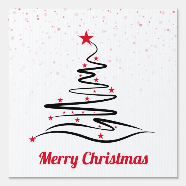 Personalized Graphic Merry Christmas Tree Greeting Sign (Front)