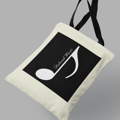 Personalized graphic musical note tote bag