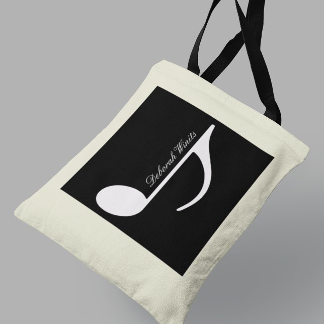 Personalized graphic musical note tote bag (love music ❤🎵)