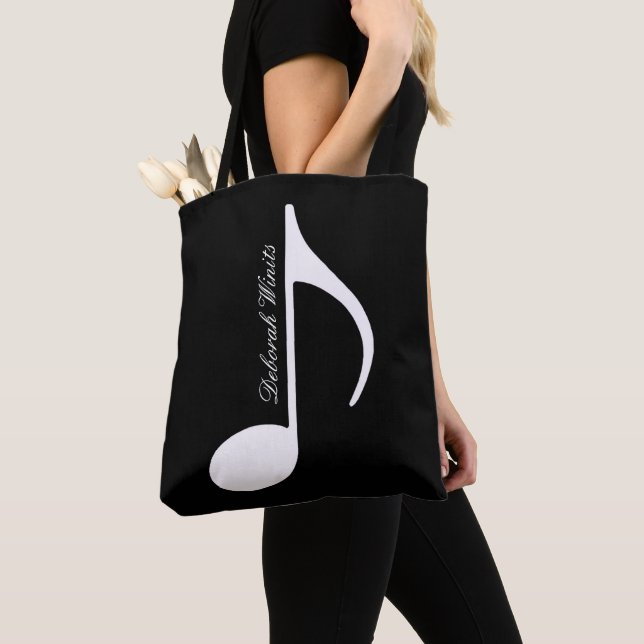 Personalized graphic musical note tote with name bag (Close Up)