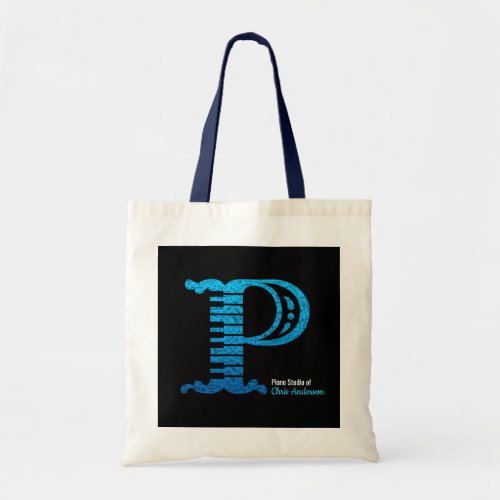 Personalized Graphic Piano Keyboard Blue Tote Bag