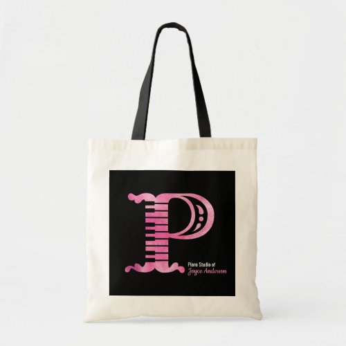 Personalized Graphic Piano Keyboard Pink Tote Bag