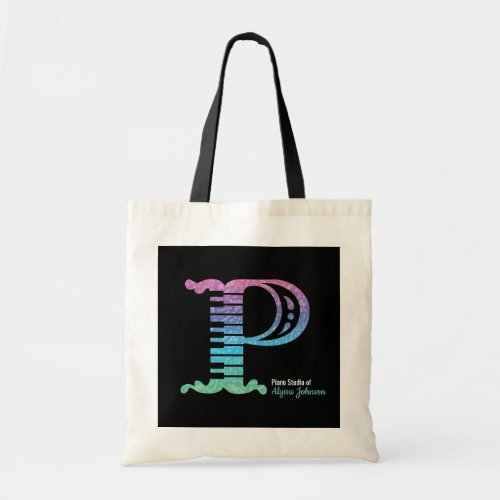 Personalized Graphic Piano Keyboard Rainbow Tote Bag