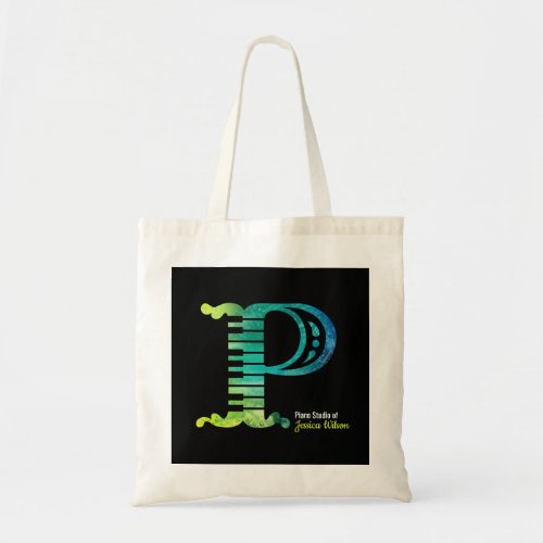 Personalized Graphic Piano Keyboard Watercolor Tote Bag