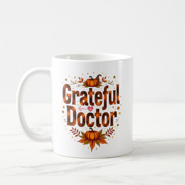 Personalized Grateful Doctor Thanksgiving Coffee Mug (Left)