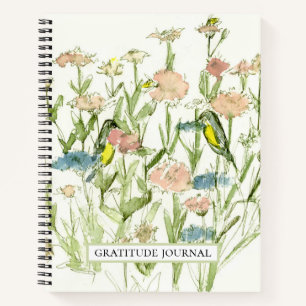 Personalized Gratitude Journal Bird Finches Flower
