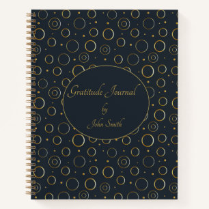 Personalized Gratitude Journal, Blue Gold Notebook
