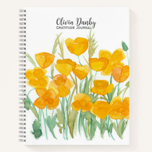 Personalized Gratitude Journal California Poppies