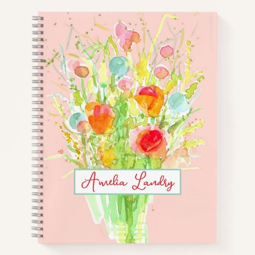 Personalized Gratitude Journal Flower Bouquet Pink