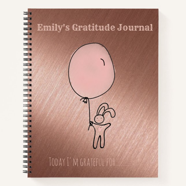 Personalized Gratitude Journal Girls Rose Gold (Front)