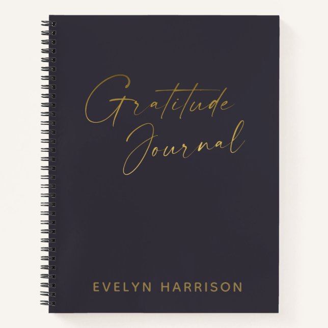 Personalized Gratitude Journal in Indigo Blue Gold (Front)