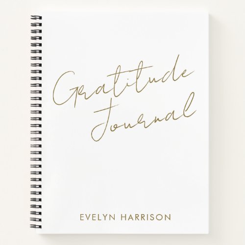 Personalized Gratitude Journal in White and Gold