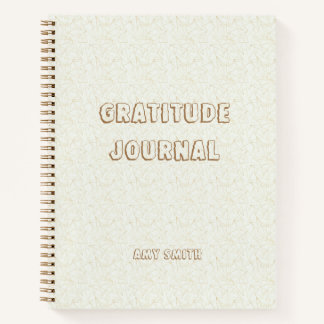 Personalized Gratitude Journal, White with Gold Notebook
