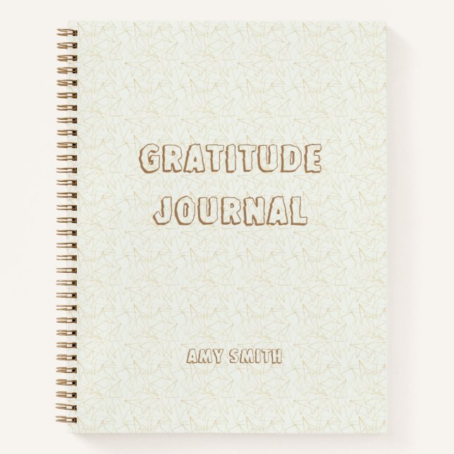Personalized Gratitude Journal, White with Gold  Notebook (Front)