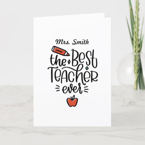Personalized Gratitude Teacher Card