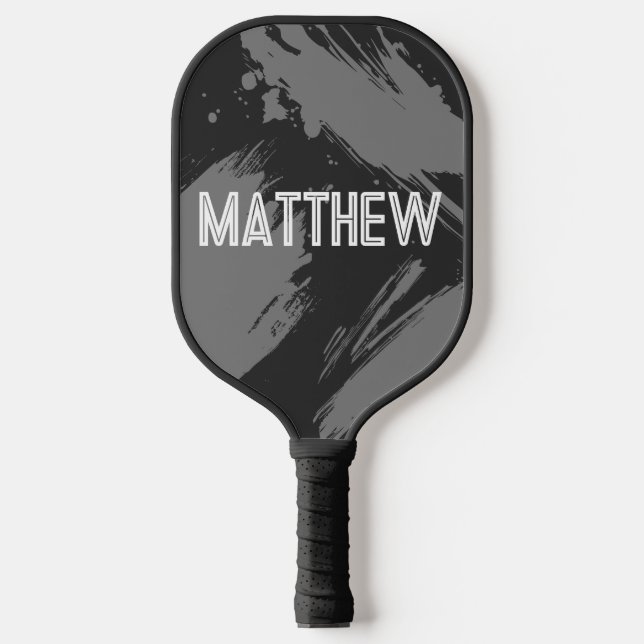 Personalized Gray Abstract Custom Name Pickleball Paddle (Front)