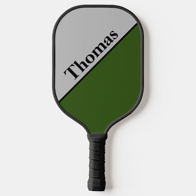 Personalized Gray and Forest Green Pickleball Paddle (Back)