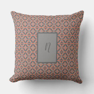 Personalized gray and orange throw pillow