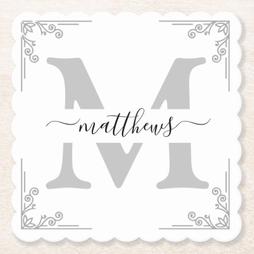 Personalized gray and white father of the Groom  Paper Coaster