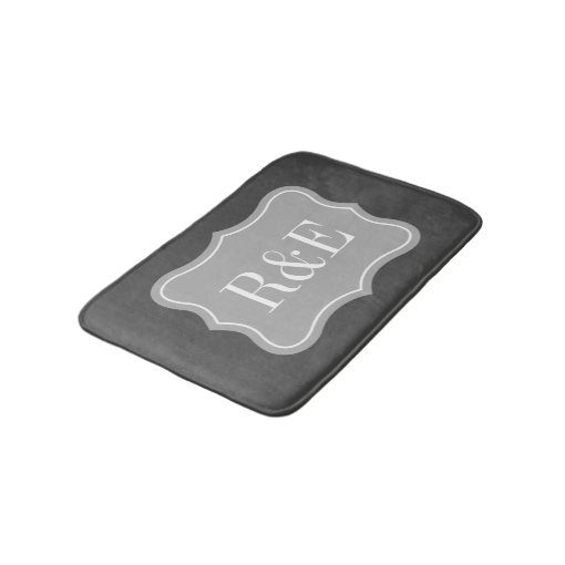 Personalized gray and white monogram bath mat Zazzle