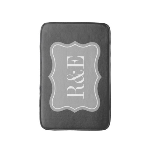 Personalized gray and white monogram bath mat Zazzle