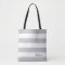 Personalized Gray and White Striped Tote