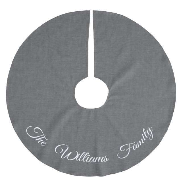 Personalized Gray and White Tree Skirt (Front)