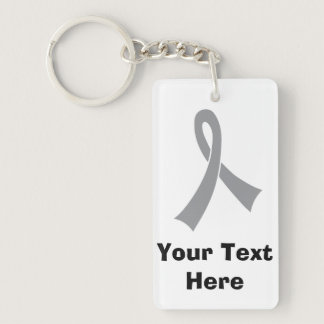 Personalized Gray Awareness Ribbon Keychain