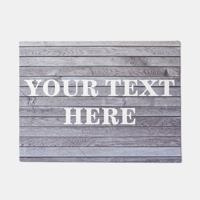 Personalized Gray Bamboo Wood Doormat (Front)