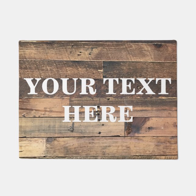 Personalized Gray Bamboo Wood Doormat (Front)
