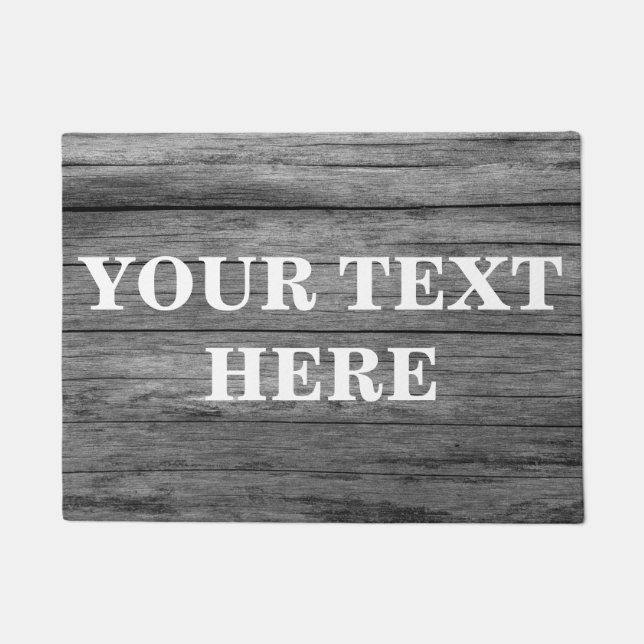 Personalized Gray Bamboo Wood Doormat (Front)