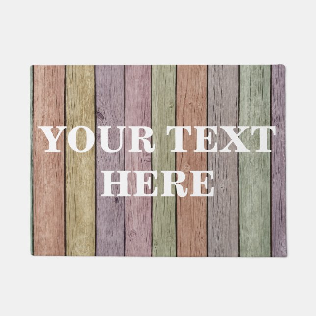 Personalized Gray Bamboo Wood Doormat (Front)