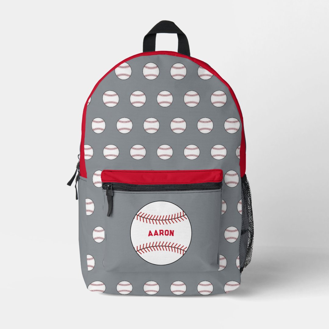 Personalized Gray Baseball Backpack  (Front)