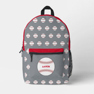 Personalized Gray Baseball Backpack
