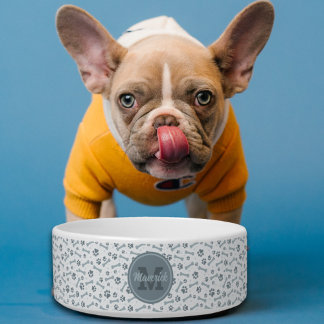 Personalized Gray Bones Monogram Name Bowl