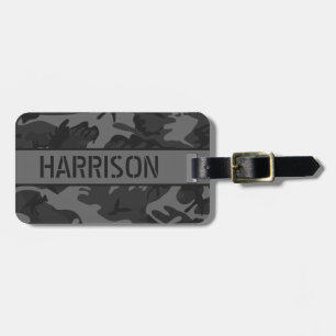 Personalized Gray Camo Luggage Tag