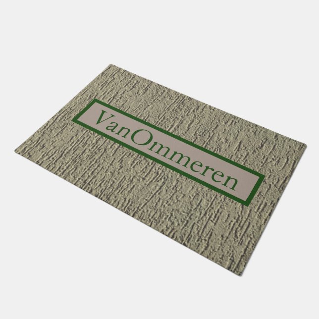 Personalized GRAY "Cement" look Classic Minimalist Doormat (Angled)