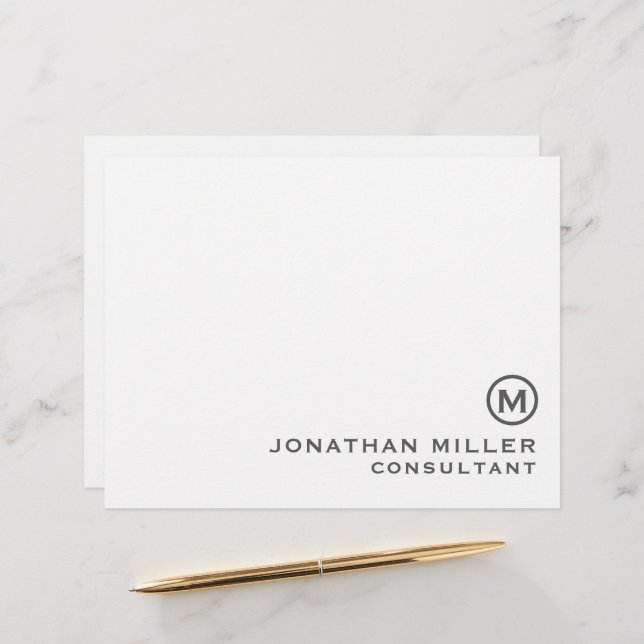 Personalized Gray Classic Monogram Letterhead (Front/Back In Situ)