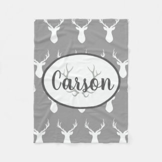 Personalized Gray Deer Silhouette Fleece blanket