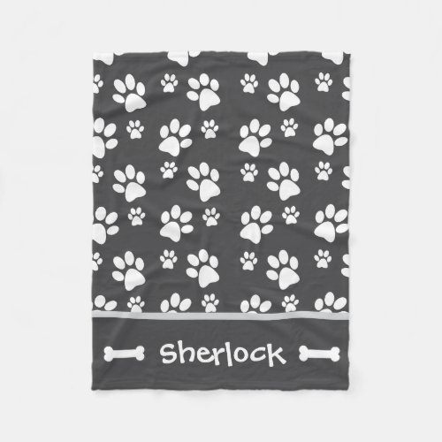 Personalized Gray Dog Blanket Puppy Gift 