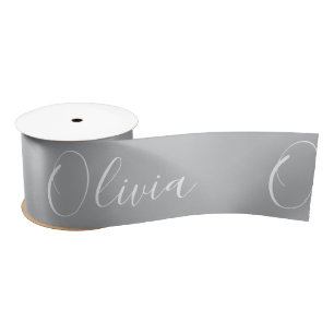 Personalized Gray Elegant Name Satin Ribbon