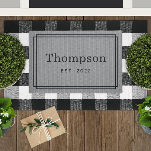 Personalized Gray Family Last Name Monogram Doormat